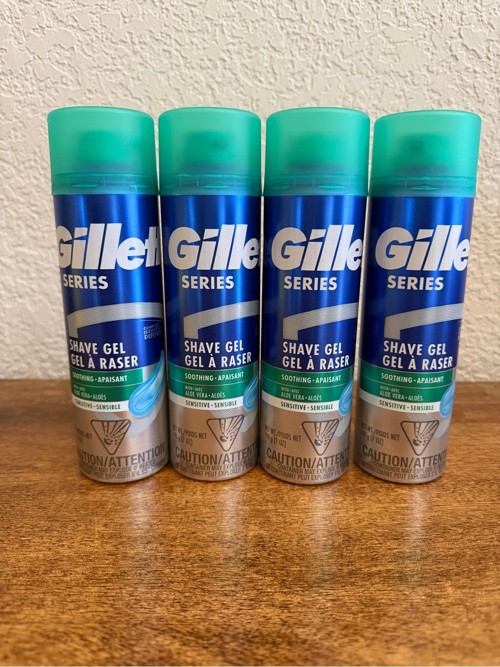 New Gillette Series Sensitive Shave Gel 7oz – 4 Pack Aloe Vera Soothing Formula